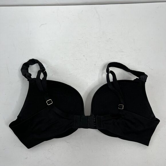 Victoria's Secret Size 34C Plunge Bra Tiny Bow Detail Underwire Adjustable Black - Picture 10 of 10